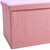 15" Pink Boucle Cube Storage Ottoman