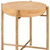 22" Natural and Gold Wood and Stainless Steel Round End Table