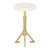 22" White And Gold Marble And Iron Round Pedestal End Table