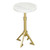 22" White And Gold Marble And Iron Round Pedestal End Table