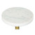 22" White And Gold Marble And Iron Round Pedestal End Table