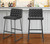 Set of Two 30" Black Faux Leather And Steel Bar Height Bar Chairs