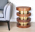 20" Brown and Gold Solid Wood and Iron Round Pedestal End Table