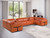 Camel Italian Leather Power Reclining U Shaped Eight Piece Sectional With Console