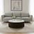 35" White Espresso and Gold Faux Marble Solid Wood and Steel Round Drum Coffee Table