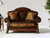 67" Brown Chenille Faux Leather And Cherry Oak Love Seat - 606114912583