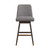 30" Gray and Brown Fabric and Solid Wood Swivel Bar Chair