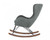 30" Gray and Brown Faux Fur Metal And Solid Wood Rocking Chair