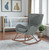30" Gray and Brown Faux Fur Metal And Solid Wood Rocking Chair