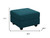26" Teal Blue and Black Solid Wood and Microfiber Storage Ottoman