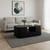 47" Black Wood Oval Block Coffee Table With Storage