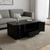 47" Black Wood Oval Block Coffee Table With Storage - 880016504682