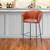 30" Brown And Black Faux Leather And Steel Bar Height Bar Chair