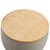26" Gray and Natural Fabric And Wood Reversible Tray Top Round Storage Ottoman