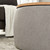26" Gray and Natural Fabric And Wood Reversible Tray Top Round Storage Ottoman