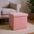 12" Pink Boucle Cube Storage Ottoman