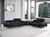 Two Piece Black Italian Leather Four Person Seating Set