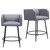 Set of Two 27" Gray and Black Fabric and Steel Counter Height Bar Chairs