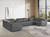 Dark Gray Italian Leather Power Reclining U Shaped Eight Piece Corner Sectional With Console Classic Design