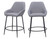 Set of Two 25" Gray And Black Fabric And Steel Counter Height Bar Chairs