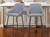 Set of Two 25" Gray And Black Fabric And Steel Counter Height Bar Chairs