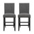 Set of Two 26" Gray and Black Wood and Fabric Counter Height Bar Chairs