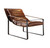27" Chocolate and Steel Blue Top Grain Leather Lounge Chair