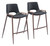 Set of Two 26" Black and Brown Faux Leather and Steel Low Back Counter Height Bar Chairs
