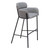 30" Slate Gray And Black Fabric And Steel Bar Height Bar Chair