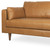 88" Tan Leather Sofa And Toss Pillows With Brown Legs