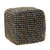 16" Black Fabric Geometric Pouf Ottoman