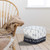 18" Natural And Navy Blue Cotton Medallion Pouf Ottoman