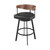 30" Black and Brown Faux Leather and Iron Low Back Bar Height Swivel Bar Chair