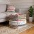 18" Natural And Rainbow Cotton Blend Chevron Pouf Ottoman