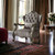 33" Gray and Platinum Velvet Striped Tufted Wingback Chair And Toss Pillow
