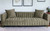 90" Gray Brown Velvet Sofa And Toss Pillows With Gold Legs