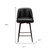 26" Black And Bronze Faux Leather And Steel Counter Height Swivel Bar Chair