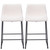 Set of Two 24" Ivory And Black Shearling And Steel Counter Height Bar Chairs