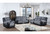 76" Gray and Black Faux Leather and Microfiber Manual Reclining Loveseat With Storage