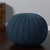 20" Blue Cotton Round Pouf Ottoman