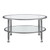 36" Silver Glass And Metal Round Coffee Table