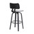 26" Light Gray And Black Fabric Swivel Low Back Counter Height Bar Chair