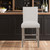 26" White and Natural Wood and Fabric Counter Height Bar Chair