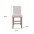 26" White and Natural Wood and Fabric Counter Height Bar Chair