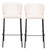 Set of Two 29" Cream And Black Faux Leather And Steel Bar Height Bar Chairs