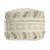 18" Ivory and Natural Cotton And Wool Striped Pouf Ottoman