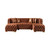 Tufted Orange Velvet Modular U Shaped Sofa and Chaise Sectional With Toss Pillows