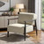 28" Beige and Black Upholstered Cushion and Solid Wood Arm Chair