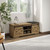 47" Black and Natural Faux Leather And Wood Bench With Shoe Storage And Shelves