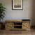 47" Black and Natural Faux Leather And Wood Bench With Shoe Storage And Shelves
